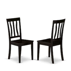 Antique Dining Room Chairs - Slat Back Wooden Seat Chairs, Set of 2