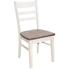 White Solid Wood Kitchen Chair, Ladderback Dining Chair with Wood Seat
