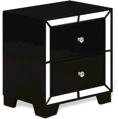 East West Furniture Nella Wood Nightstand with 2 Drawers for any Bedroom - Black Legs