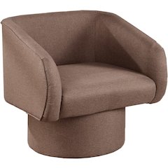Round Base Swivel Faux Leather Accent Chair in Light Coffee
