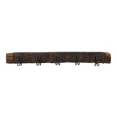 Recycled Wood Coat Rack With Five Wire Hooks