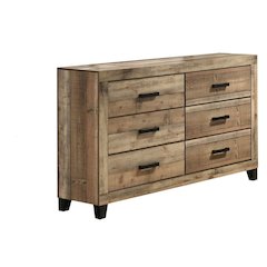 Weathered Brown Pine 6-Drawers Dresser