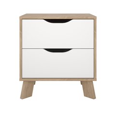 Ikast 2 Drawer Nightstand, Jackson Hickory/White