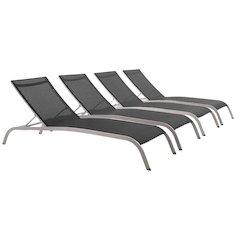 Outdoor Patio Chaise Lounge Set Of 4 In Durable Material, Comfortable Relaxation