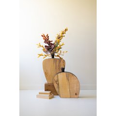 Set Of Two Mango Wood And Metal Vases