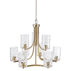 9-light Round Tiered Chandelier with Textured Glass Shades