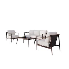 Moana 4 Pc Set - Sofa, 2 Club Chairs, Coffee Table-Ivory