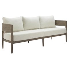 Beige Outdoor Sofa, 3-Seat Patio Couch With Aluminum Frame Design