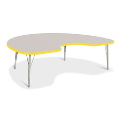 Jonti-Craft Berries Elementary Height Color Edge Kidney Table - Laminated Kidney-shaped, Yellow Top - Four Leg Base - 4 Legs - Adjustable Height - 15" to 24" Adjustment - 72" Table Top Length x 48" Ta
