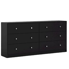 Furnifact Black Dresser for Bedroom – Modern 6 Drawer Dresser with Spacious Storage – Sleek Black Dresser and Bedroom Dresser for Clothes and Essentials