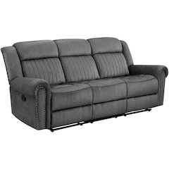 Brennen Microfiber Double Reclining Sofa In Charcoal