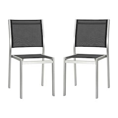 Aluminum Outdoor Lounge Chair Set Of 2 With Backrest And Cushioned Seat