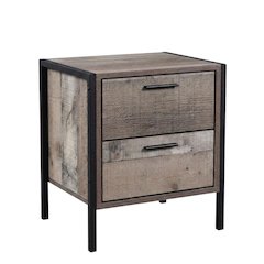 Two Drawer Night Stand with Metal Frame and Legs