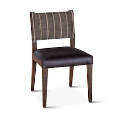 Lila Dining Chair in Black Leather and Linen