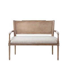 Madison Park Willshire Natural Rattan Settee With Padded Arm Rest Beige 47.25"
