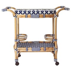 Blue Bar Cart - Small Home Bar & Serving Cart with Stylish Design