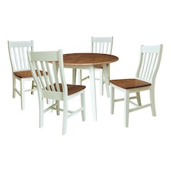 42" Round Dual Drop Leaf Dining Table with 4 Chairs
