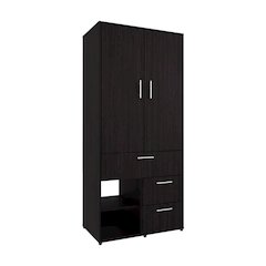 Alpine Armoire With Double Doors, Internal Shelves And Hanging Rod, Black