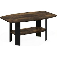 Amber Pine and Black Coffee Table with Minimalist Design and Durable Finish