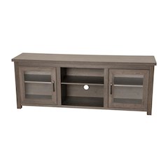 Classic TV Stand up to 80" TVs - Modern Black Wash Finish with Full Glass Doors  - 65" Engineered Wood Frame - 3 Shelves