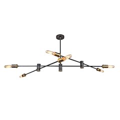 Starlette Pendant Fixture, Antique Bronze and Brass Finish With Adjustable Arms