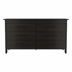 HMS 6 Drawer Double Dresser Black MDF