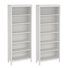 Madrid 2-Piece Tall Bookcase Set for Full Wall Storage, White