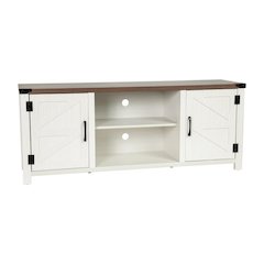 Modern Farmhouse Barn Door TV Stand in White for TV's up to 65 Inches - 59 Inch Entertainment Center with Adjustable Shelf