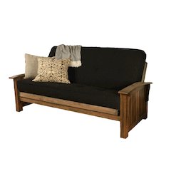 Washington Frame-Rustic Walnut Finish-Canton Black Mattress
