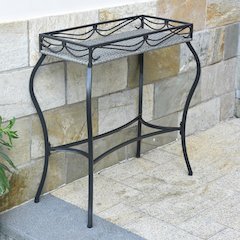 Valencia Resin Wicker/ Steel Rectangular Plant Stand, Grey