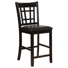 Counter Height Bar Stools Set of 2, Brown Leatherette & Wood Stools