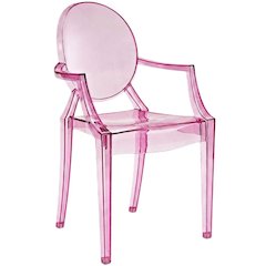 Acrylic Stackable Dining Armchair, Contoured Back, Pink