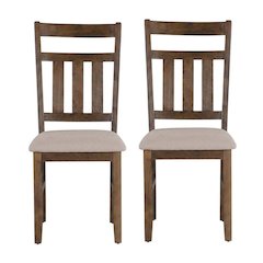Rustic Umber Side Chair with Polyester Upholstery and Comfortable Seat, Set of 2