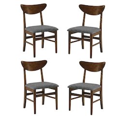 Wood Dining Chair Set with Comfortable Backrest and Sturdy Frame