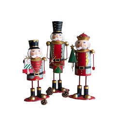 Set Of Three Painted Metal Nutcrackers - One Each Design