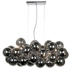 10 Light Horizontal Pendant, Polished Chrome with Smoked Glass
