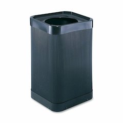 Safco At-Your-Disposal 12" Open Waste Receptacle - 38 gal Capacity - 12" Opening Diameter - 32" Height x 18" Width x 18" Depth - Polyethylene - Black - 1 Each