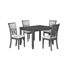 Gia 5-Piece 48" Wood Rectangular Dining Set with 4 Chairs in Gray