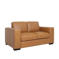 Argento Top Grain Leather Love Seat - Tan