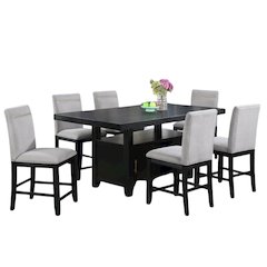 Rubbed Charcoal Counter Height Dining Room Table and Chair Set of 7 pc
