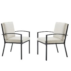 Oatmeal Outdoor Dining Chairs Set with Oil Rubbed Bronze Finish for Patio Use