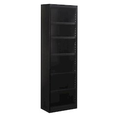 Espresso Wide Bookcase with 6 Shelves and Adjustable Storage Spaces