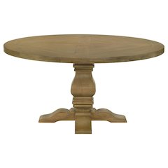 Rustic Smoke Round Pedestal Dining Table with Gold Finish for Dining Room