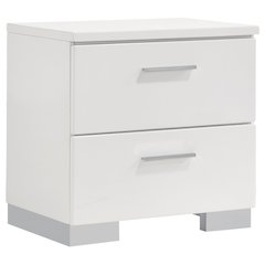 Modern 2-drawer White Nightstand with Drawers for Bedroom Storage