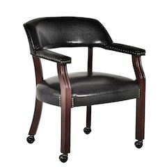 Game Room Chair – Office Guest Chair with Casters and Arms in Rich Cherry
