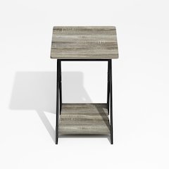 Modern Simplistic Criss-Crossed End Table, Side Table, Grey Oak/Black
