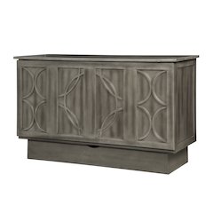 Queen Cabinet Bed Modern Gray Finish with Free Standing Design and Useable Top