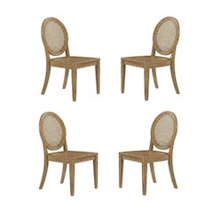 Set of 4 Cane-Back Dining Chairs with Wooden Frame and Comfort Seats