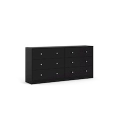 Portland 6 Drawer Double Dresser, Black