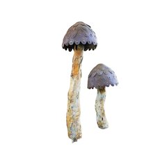 Set Of Two Metal Mushrooms
